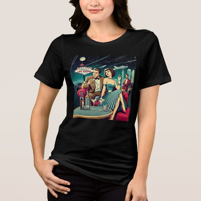 Space Age Las Vegas Martini Party Tri-Blend Shirt (Vorderseite)