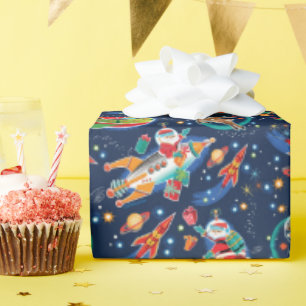 Space Age Santa Christmas Geschenkpapier