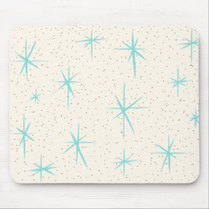 Space Age Türkis Sternenexplosionen-Mauspad Mousepad