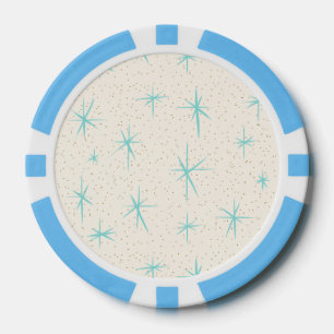 Space Age Türkis Sternenexplosionen Poker Chip