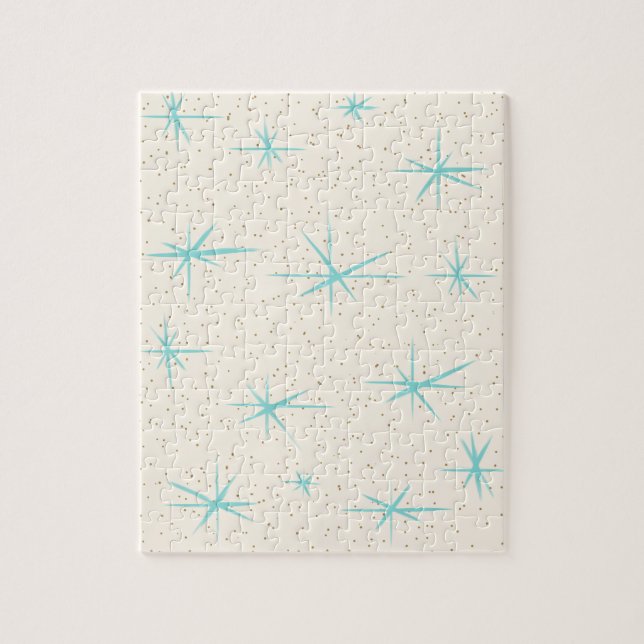 Space Age Türkis Sternexplosionen Puzzle (Vertikal)