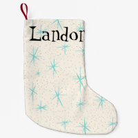 Space Age Turquoise Starbursts X-Mas Stocking