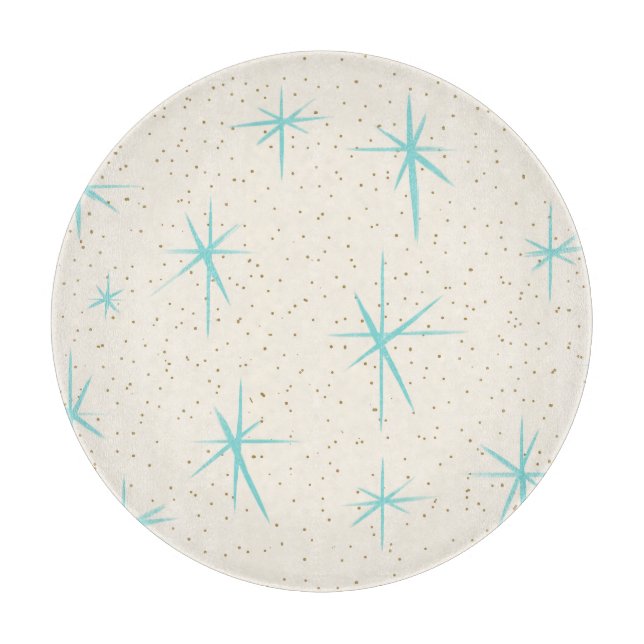 Space Age Turquoise Sternexplosion Cutting Board Schneidebrett (Vorderseite)