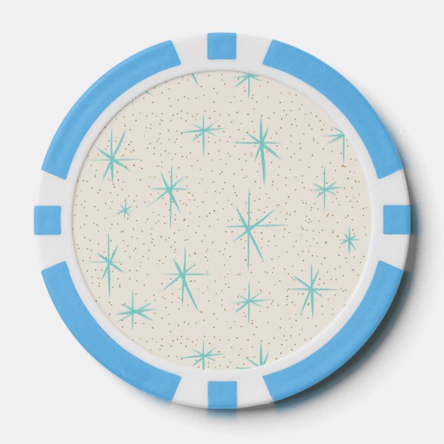 Space Age Turquoise Sternexplosionen Poker Chip (Vorderseite)
