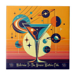 Space Age Willkommen im Atomi Martini Club Fliese