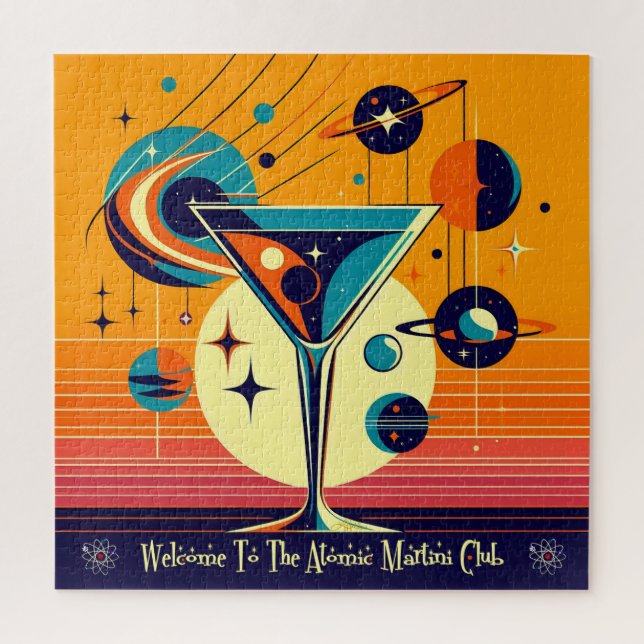 Space Age Willkommen im Atomi Martini Club Puzzle (Vertikal)