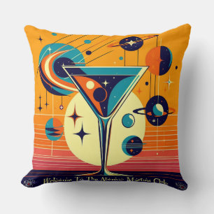 Space Age Willkommen im Atomic Martini Club Kissen