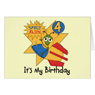Space Alien 4. Geburtstag T - Shirt und Geschenke