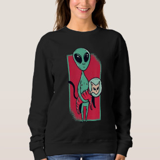 Space Alien Cute Cat For Cat Girls Boys Sweatshirt