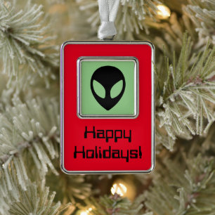 Space Alien Extraterrestrial Sein Rahmen-Ornament Silber