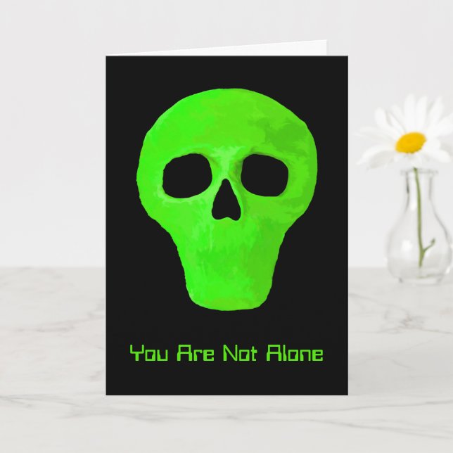 Space Alien Face Funny Green Black UFO wird gut Karte (Kleine Pflanze)