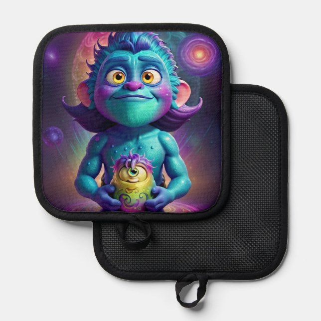 Space Alien & Friend Topflappen (Vorderseite/Rückseite)