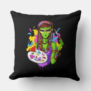 Space Alien Hippie Painting Artist Kissen