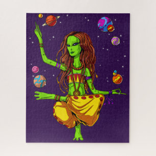 Space Alien Hippie Yoga Zen Meditation Psychedelic Puzzle