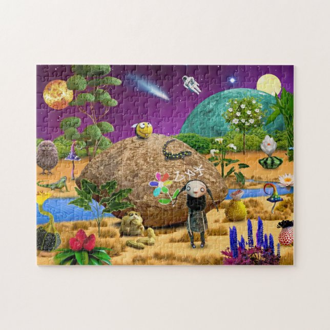 Space Alien Puzzle Planet Kinder Geschenk für Jung (Horizontal)