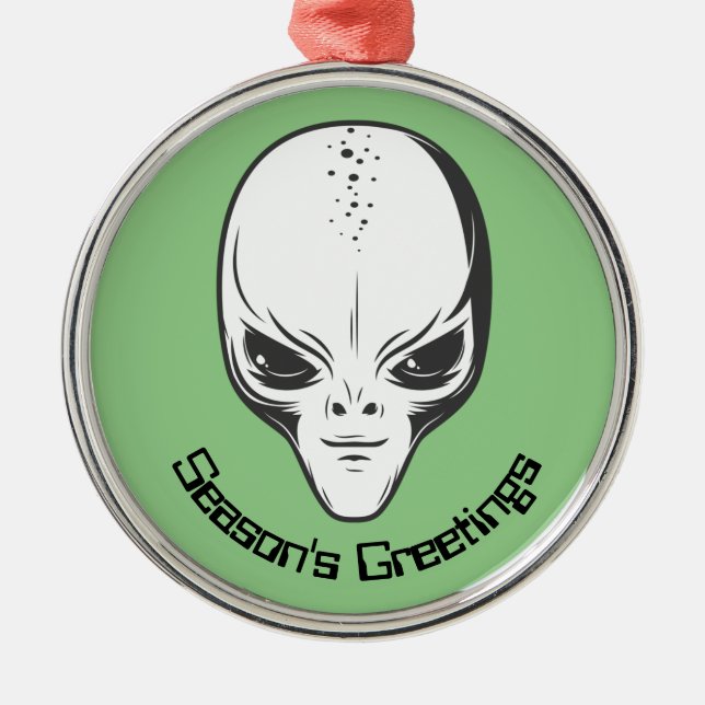 Space Alien Sci Fi Ufologist Ornament Aus Metall (Vorne)