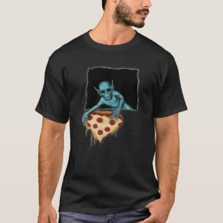 Space Alien UFO Creature Pizza Lover T-Shirt