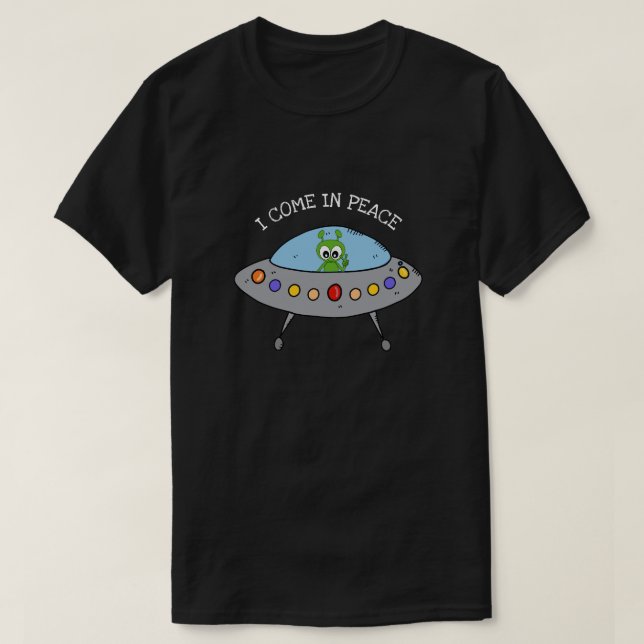 Space Alien UFO I come in Peace Sign Men's T-Shirt (Design vorne)