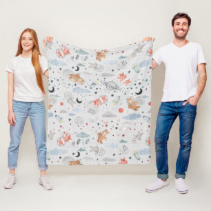 Space Animales - graue Textur Fleecedecke