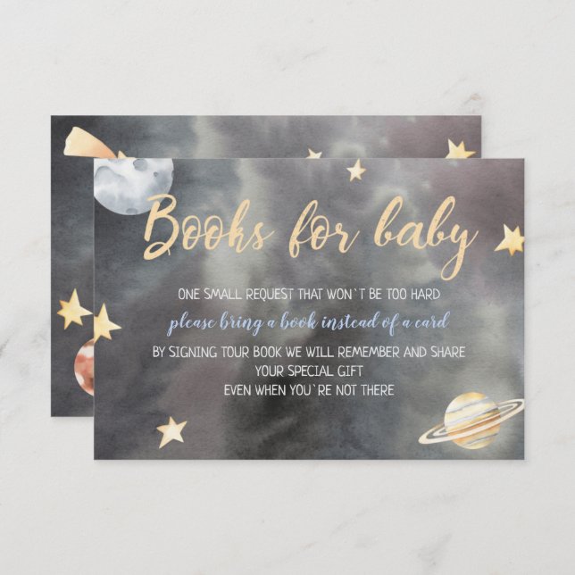 Space Astronaut Babydusche Bücher für Babykarten Einladung (Vorne/Hinten)
