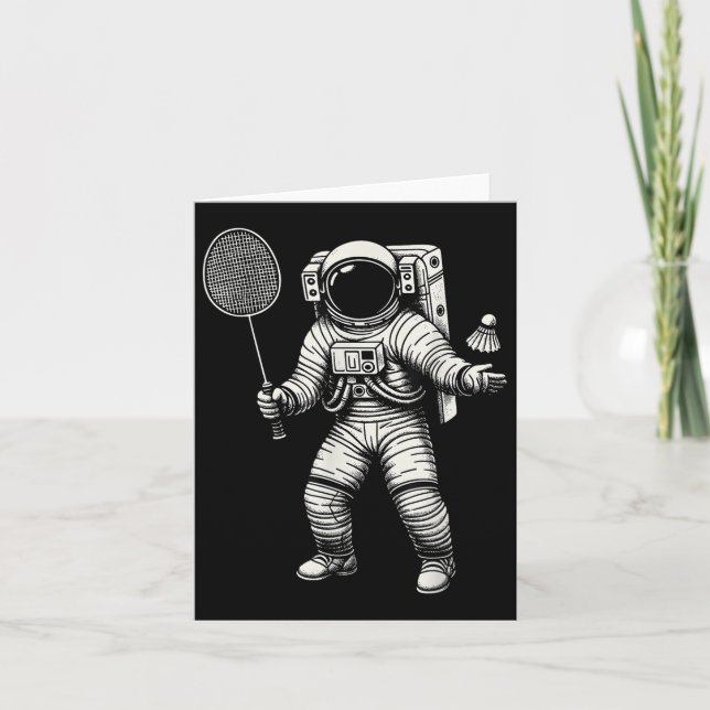 Space Astronaut Badminton Player Shuttle Sport _7 Karte (Vorderseite)