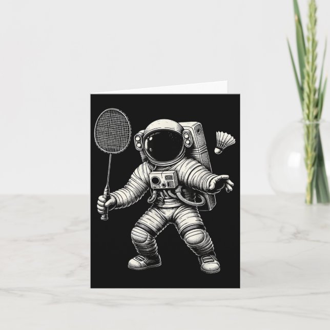 Space Astronaut Badminton Player Shuttle Sport Karte (Vorderseite)