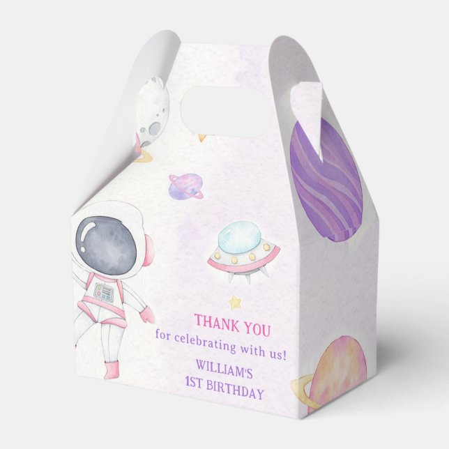 Space Astronaut Birthday Party Fevor Box Geschenkschachtel (Vorderseite)