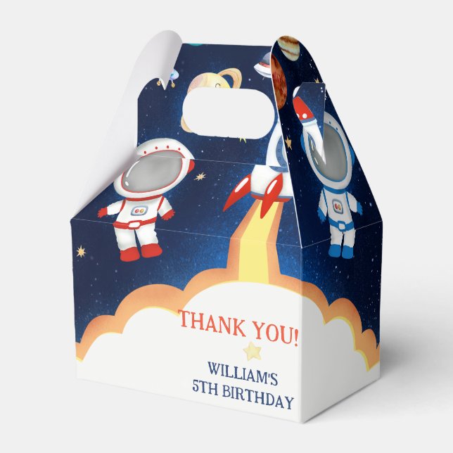 Space Astronaut Birthday Party Fevor Box Geschenkschachtel (Vorderseite)