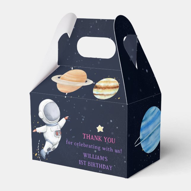 Space Astronaut Birthday Party Fevor Box Geschenkschachtel (Vorderseite)