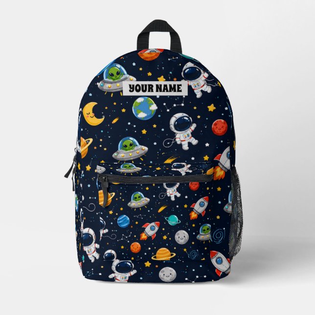Space & Astronaut Boy Gedruckter Rucksack Schule (Vorderseite)