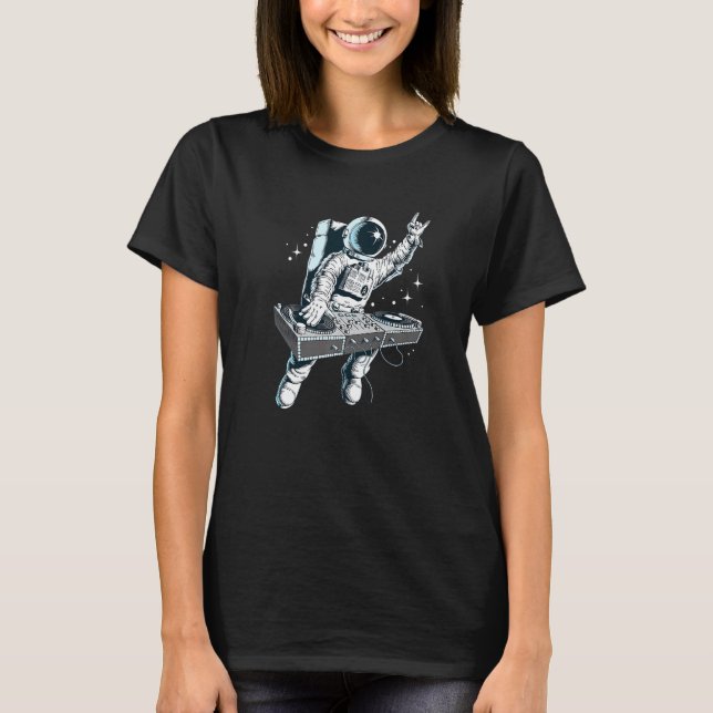 Space Astronaut DJ Disk Jockey Dancing Graphic Coo T-Shirt (Vorderseite)