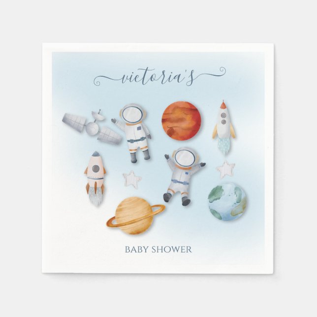 Space Astronaut Mobile Baby Dusche Serviette (Vorderseite)