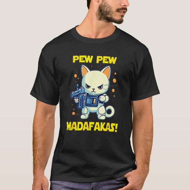 Space Astronaut Pew Madafakas Maneki Neko Cat 1 T-Shirt (Vorderseite)