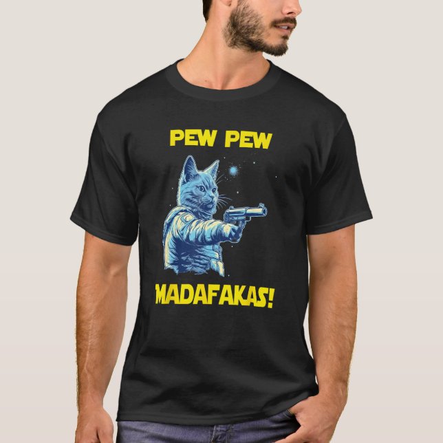 Space Astronaut Pew Madafakas Nebelung Cat 2 T-Shirt (Vorderseite)