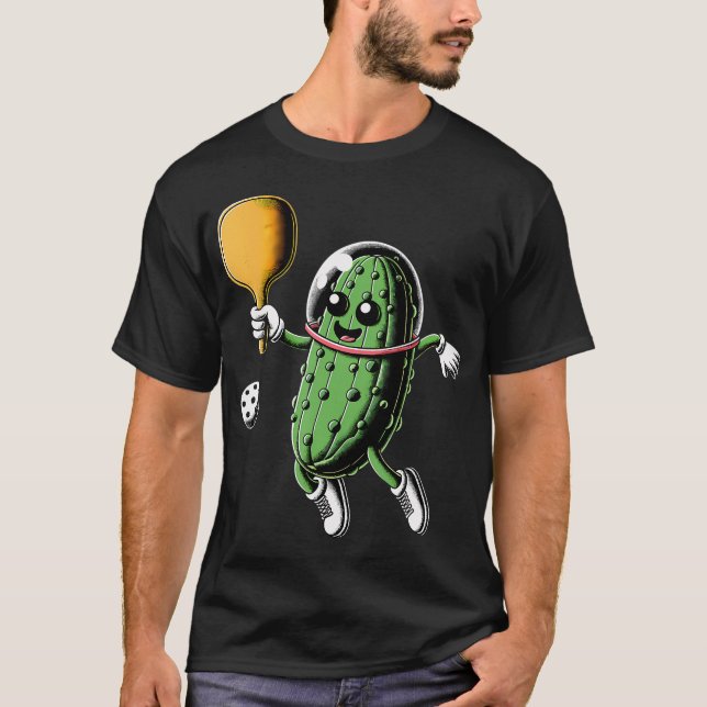 Space Astronaut Pickle Playing Pickleball Pickle B T-Shirt (Vorderseite)
