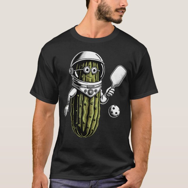 Space Astronaut Pickle Playing Pickleball Pickle B T-Shirt (Vorderseite)