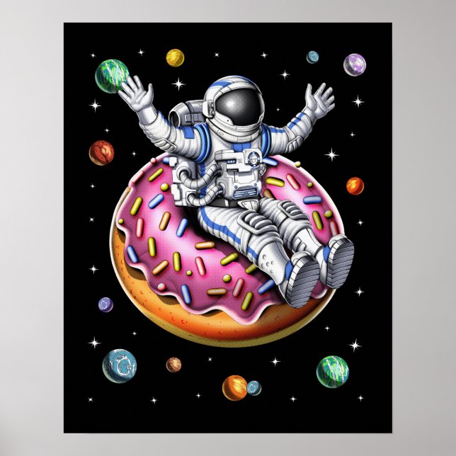Space Astronaut Riding Donut Poster (Vorne)