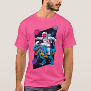 Space Astronaut Riding T-Rex Dinosaur Science Fict T-Shirt