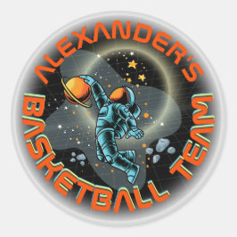 Space Astronaut Slamdunk Cool Kids Spaß Basketball Runder Aufkleber