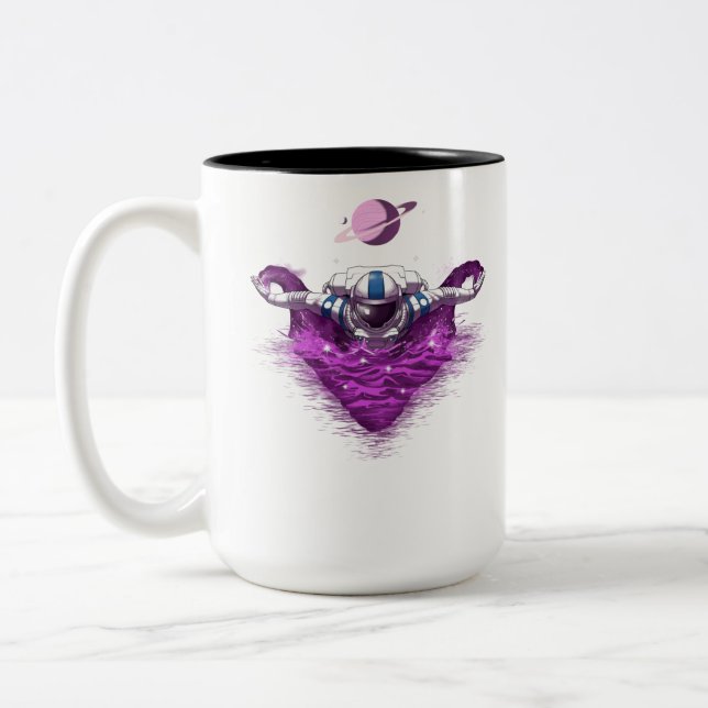 Space Astronaut Swimmer Zweifarbige Tasse (Links)