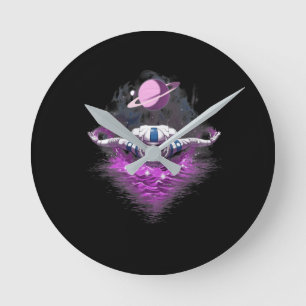 Space Astronaut Swimming Runde Wanduhr