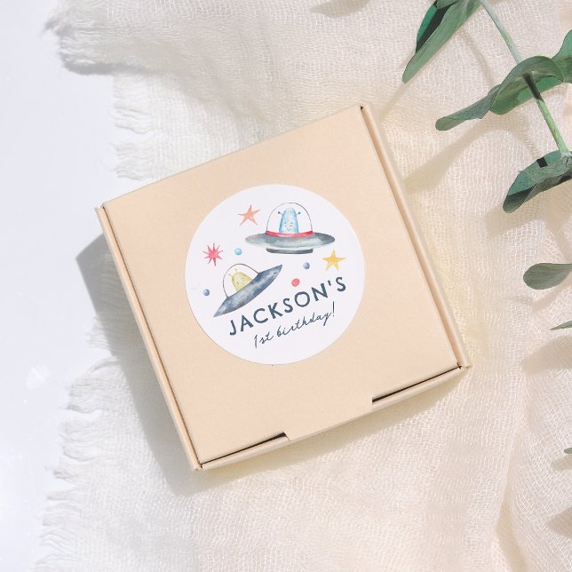 Space Außerirdischen Planets & Starts 1. Geburtsta Runder Aufkleber (Von Creator hochgeladen)