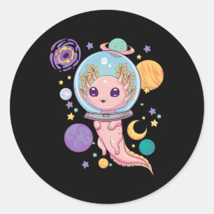 Space Axolotl Kawaii Pastel Goth Anime Ästhetik N Runder Aufkleber