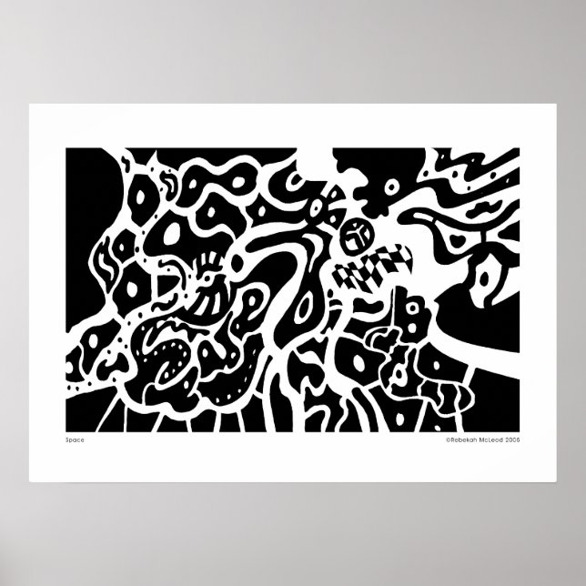 "Space" B&W Abstrakt Art Poster (Vorne)