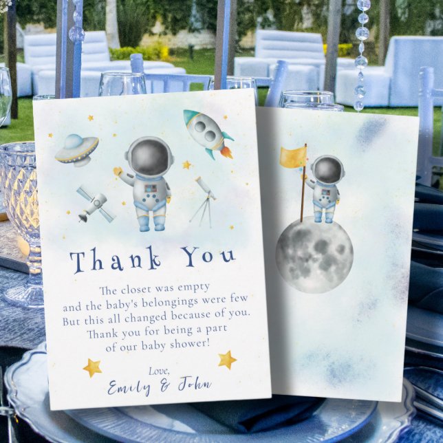 Space baby Astronaut Bocket Star Vielen Dank Einladung (Von Creator hochgeladen)