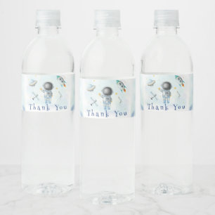 Space Baby Astronaut Boy Raketen Stars Baby Dusche Wasserflaschenetikett