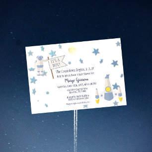 Space Baby Countdown Baby Shower Weiß Einladung