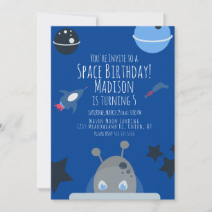 Space Birthday Alien thematisierte Einladung