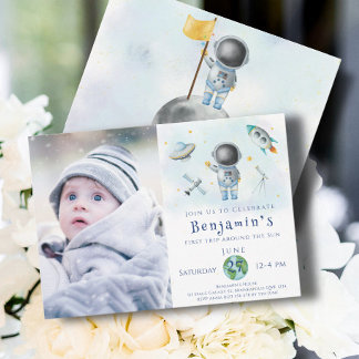 Space Birthday Astronaut Bocket Party Einladung