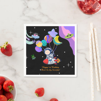 Space Birthday Party Napkin | Galaxy Theme Decor Serviette